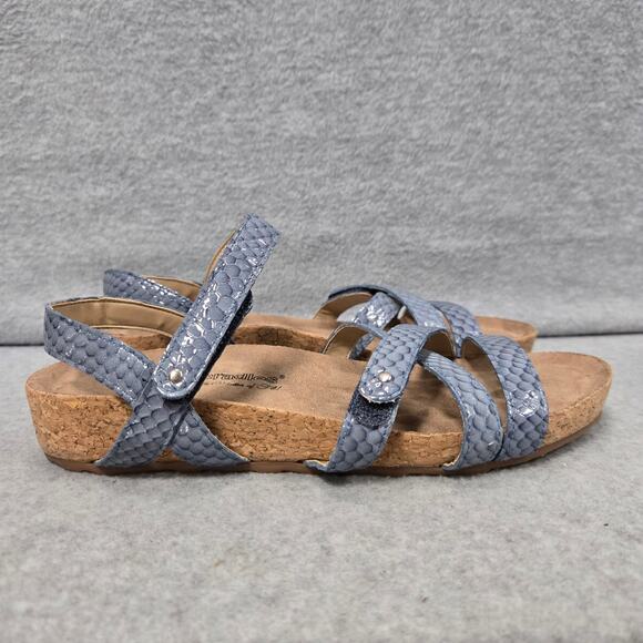 Walking Cradles Pool Blue Snakeskin Sandals Size 7.5 - Picture 1 of 8